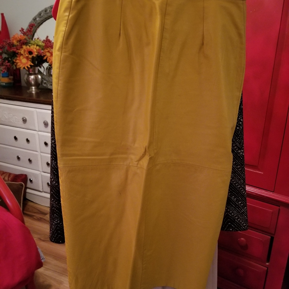 SOLD! Mustard leather skirt